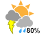 A few showers. Risk of thunderstorms (80%)