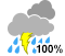 Periods of rain. Risk of thunderstorms (100%)